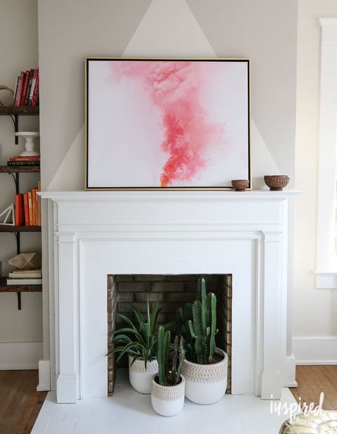 geometric paint fireplace decor
