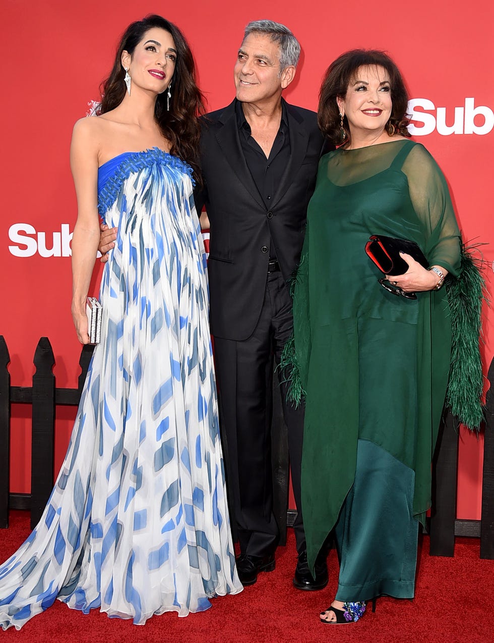 George and Amal Clooney with her mother