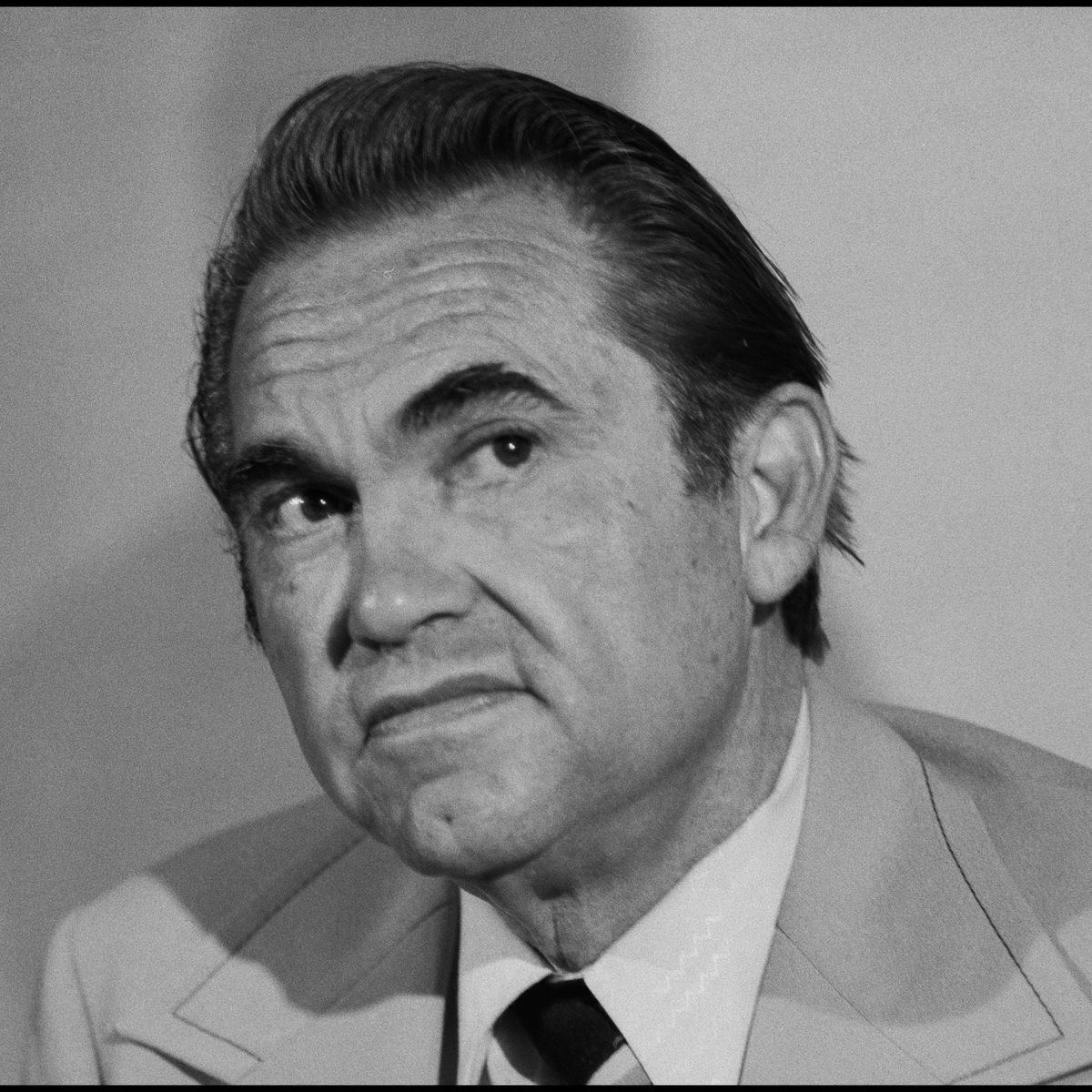 George Wallace Campaigns In San FranciscoClose-up of American politician Alabama Governor George Wallace (1919 - 1998) during a campaign press conference at the San Francisco Airport Hilton hotel, San Francisco, California, June 4, 1976. He was there during his (ultimately unsuccessful) campaign for the Democratic Party's Presidential nomination. (Photo by Janet Fries/Getty Images)
