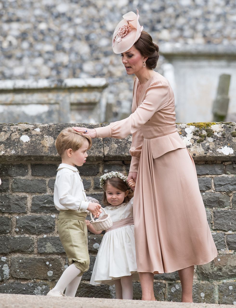 Prince George and Princess Charlotte with the Duchess of Cambridge at Pippa Middleton's wedding​