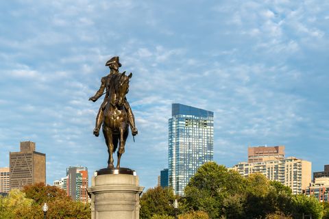 George Washington Equestrian Statue at Public Garden in Boston, Massachusetts, USA.