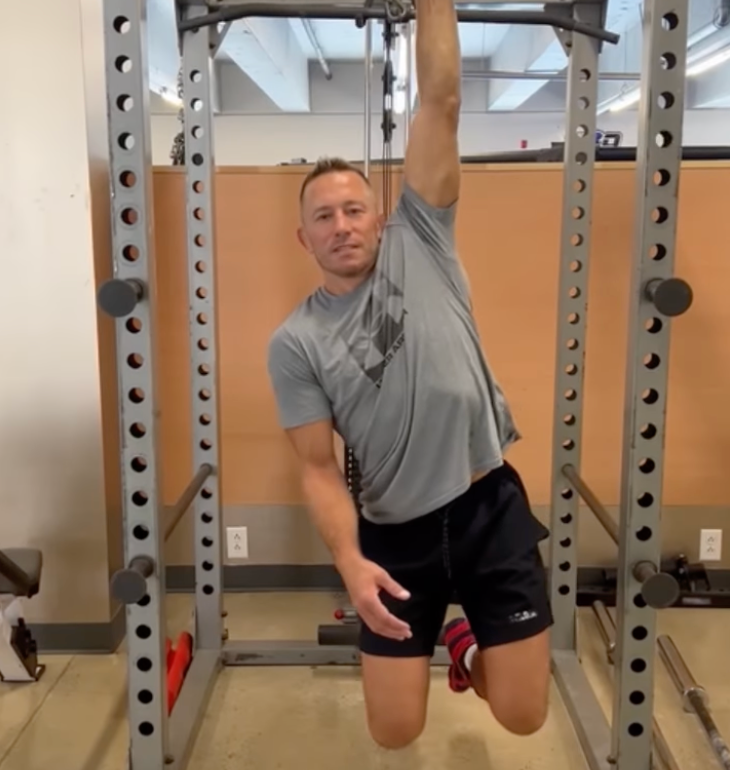 Georges St-Pierre Trains for One-Armed Pullup With This Dead Hang