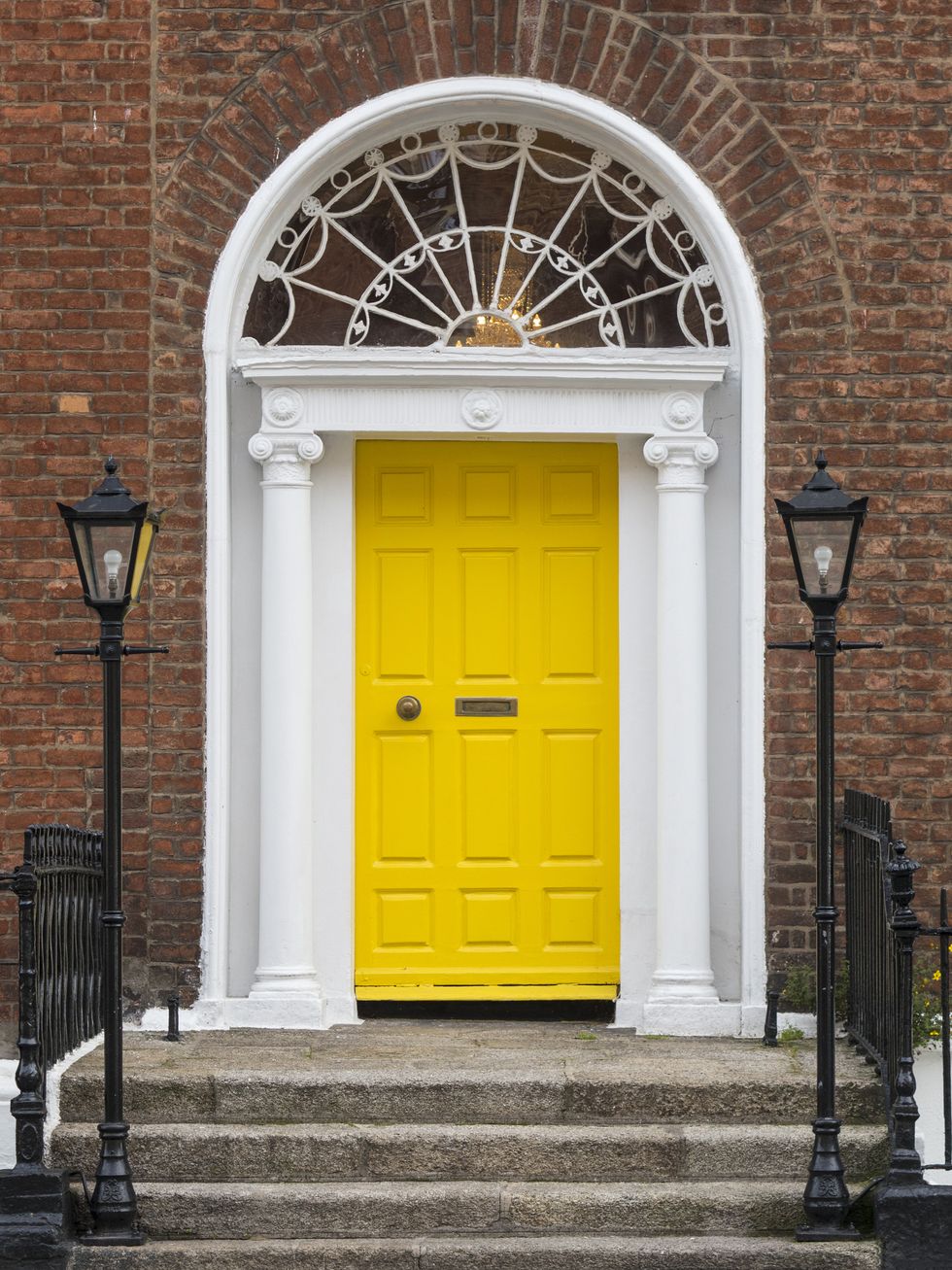 georgian yellow door   dublin, ireland