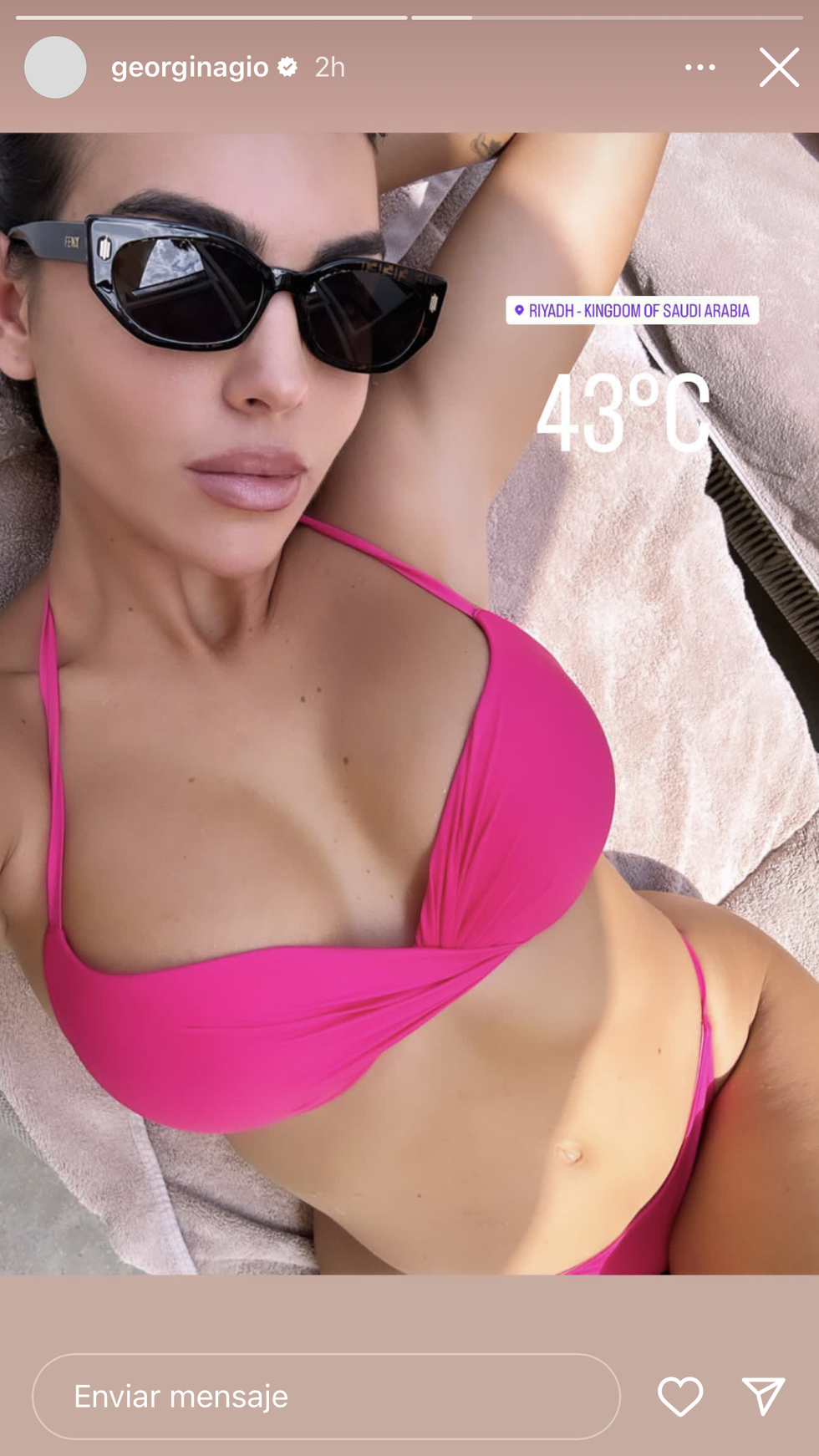 georgina rodríguez y su foto en bikini rosa
