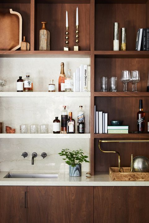 Home bar floating shelves