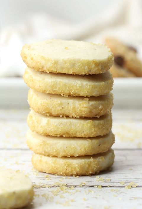 heidesand brown butter shortbread cookies stacked