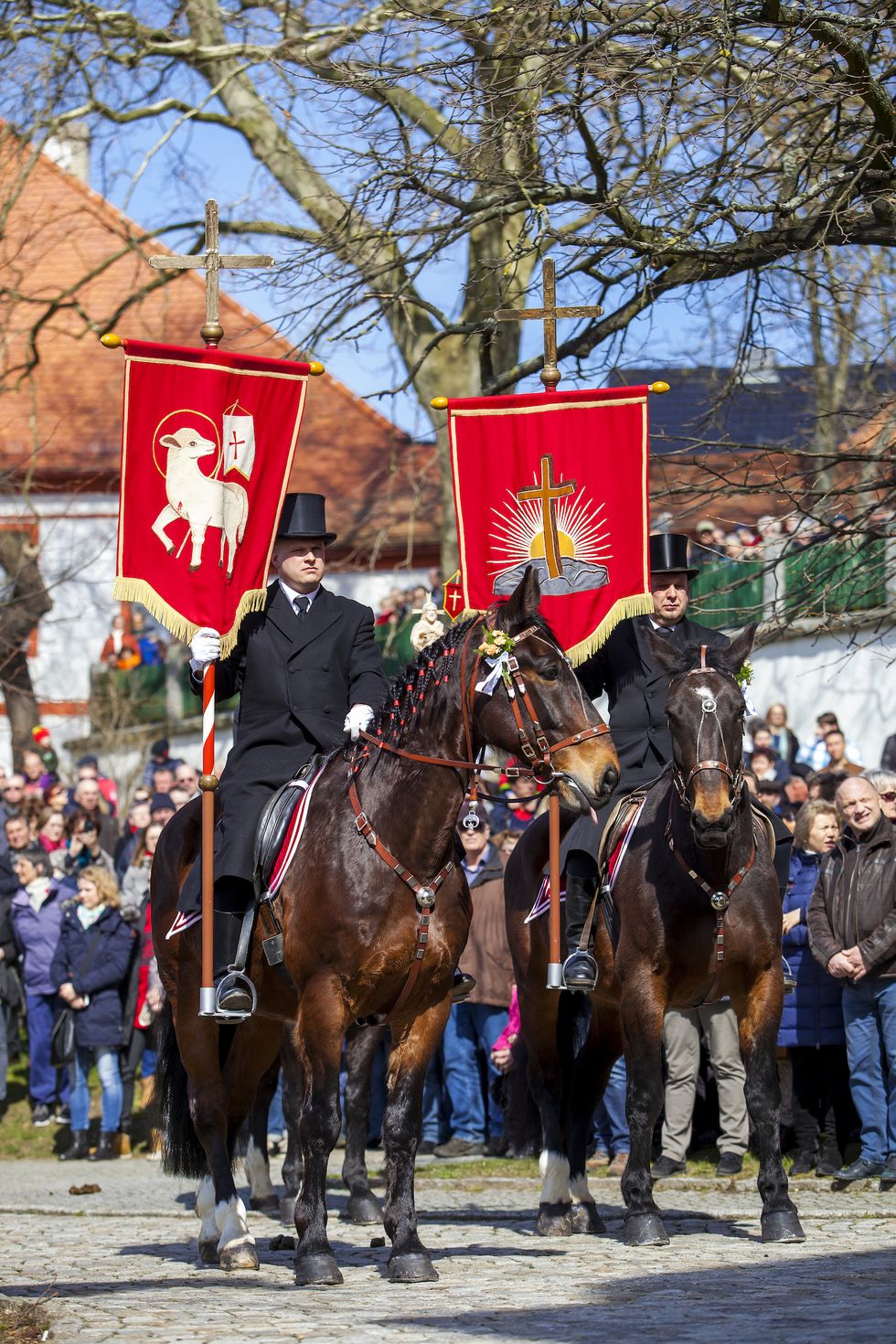 men riding horses in germany on easter sunday
