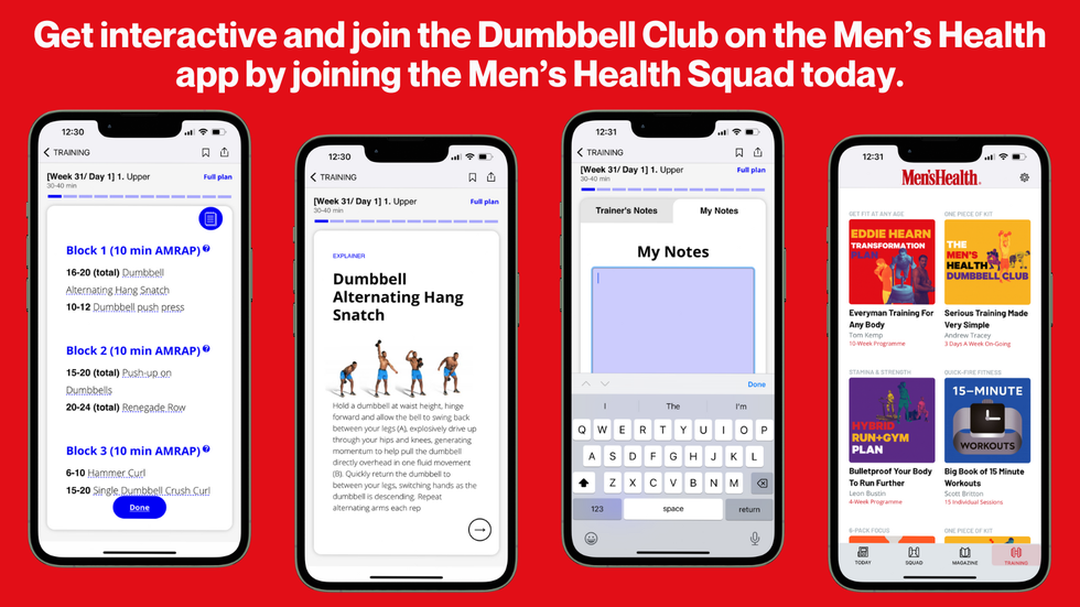 men's health dumbbell club app