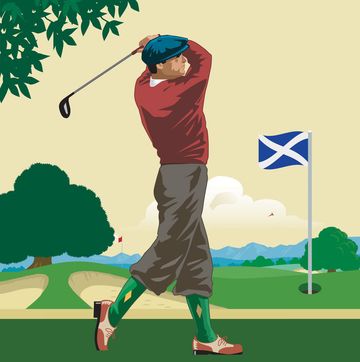 illustration of golfer in scotland