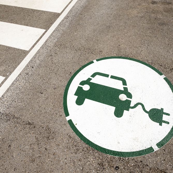 symbol indicating a place to charge an electric car with energy in catalonia spain