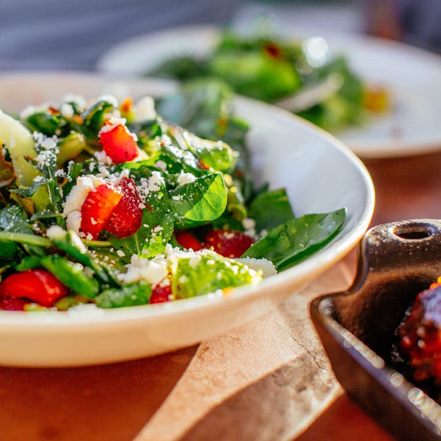 Spinach Salad with Strawberries, Goat Cheese, Balsamic, and Walnuts spinach salad with strawberries, goat cheese, balsamic, and walnuts
