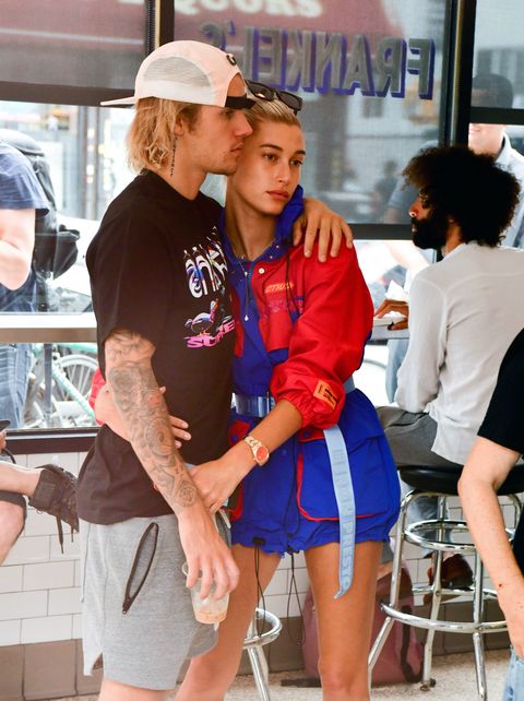new york, ny   july 30  justin bieber and hailey baldwin visit frankel's delicatessen in brooklyn on july 30, 2018 in new york city  photo by james devaneygc images  local caption  justin bieber hailey baldwin