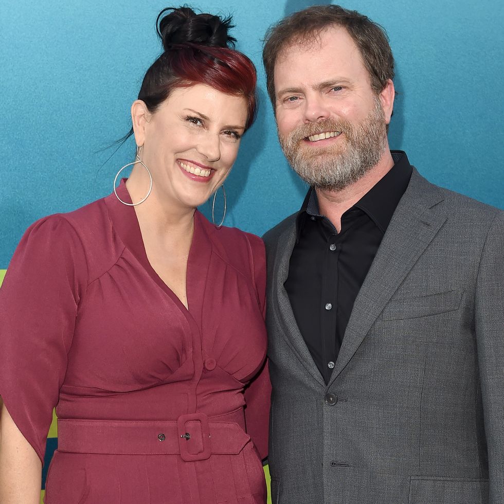 hollywood, ca   august 06  rainn wilson and holiday reinhorn attend the premiere of warner bros pictures and gravity pictures the meg at tcl chinese theatre imax on august 6, 2018 in hollywood, california  photo by axellebauer griffinfilmmagic
