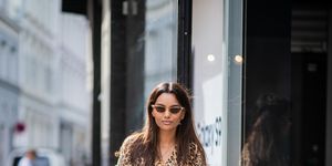 copenhagen, denmark august 07 funda christophersen wearing dress with leopard print, clut gaia bag seen outside blanche during the copenhagen fashion week springsummer 2019 on august 7, 2018 in copenhagen, denmark photo by christian vieriggetty images