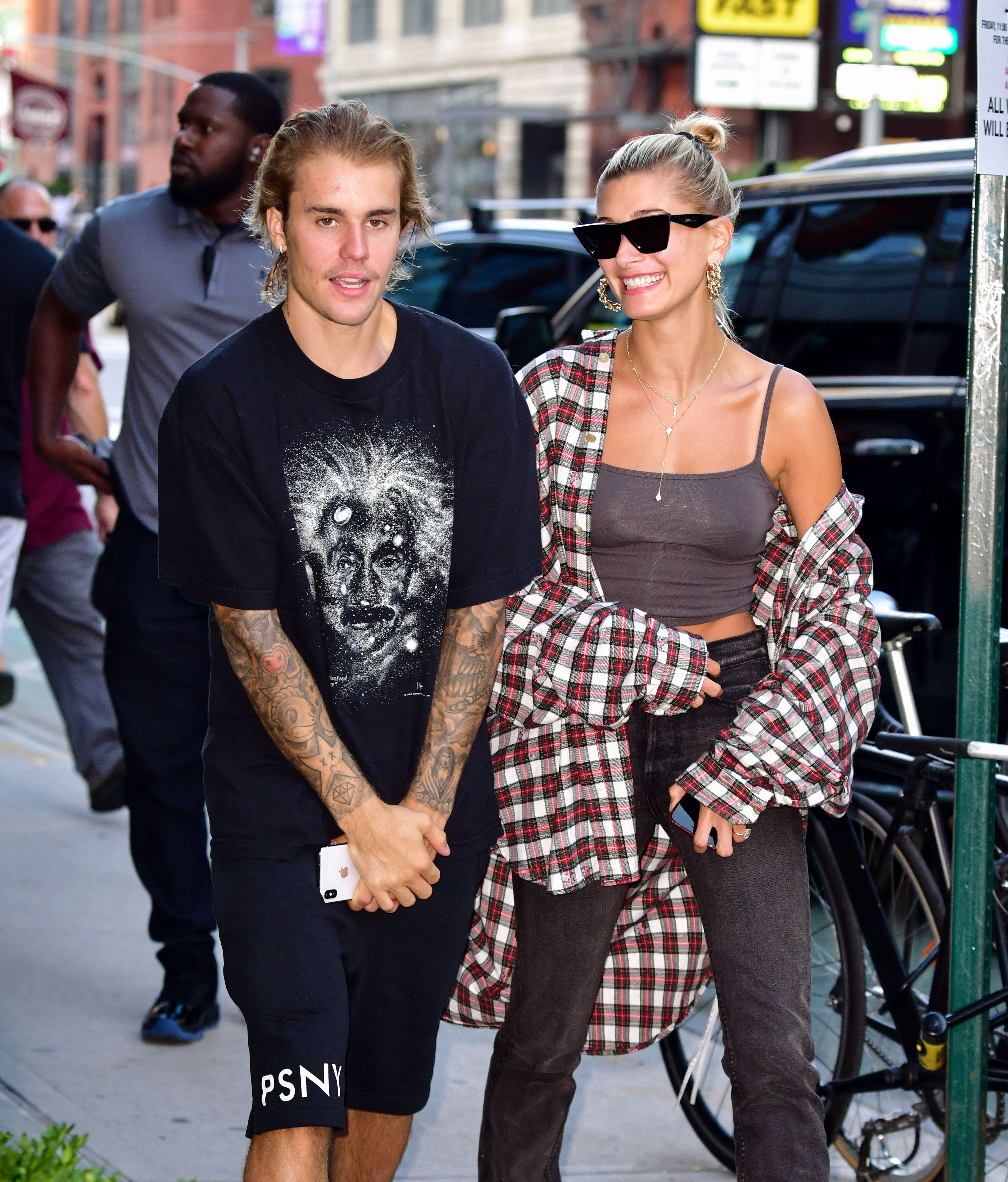 Justin and Hailey Bieber Wore Matching Jerseys at a Toronto Maple