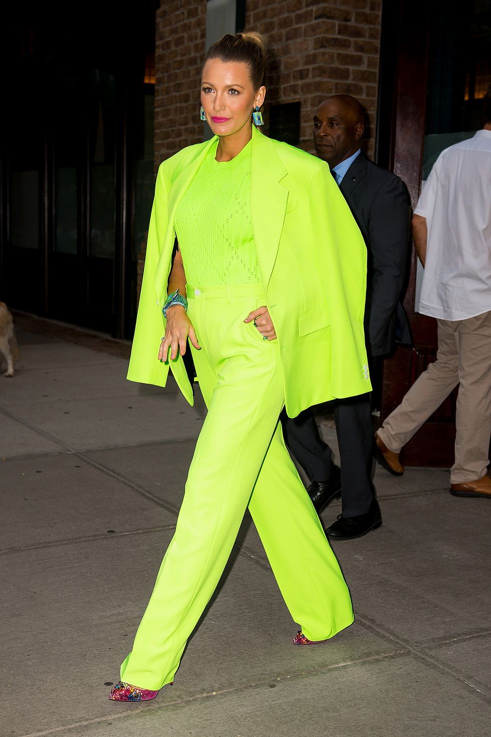 Blake Lively Neon suit 