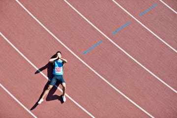 a person running on a track