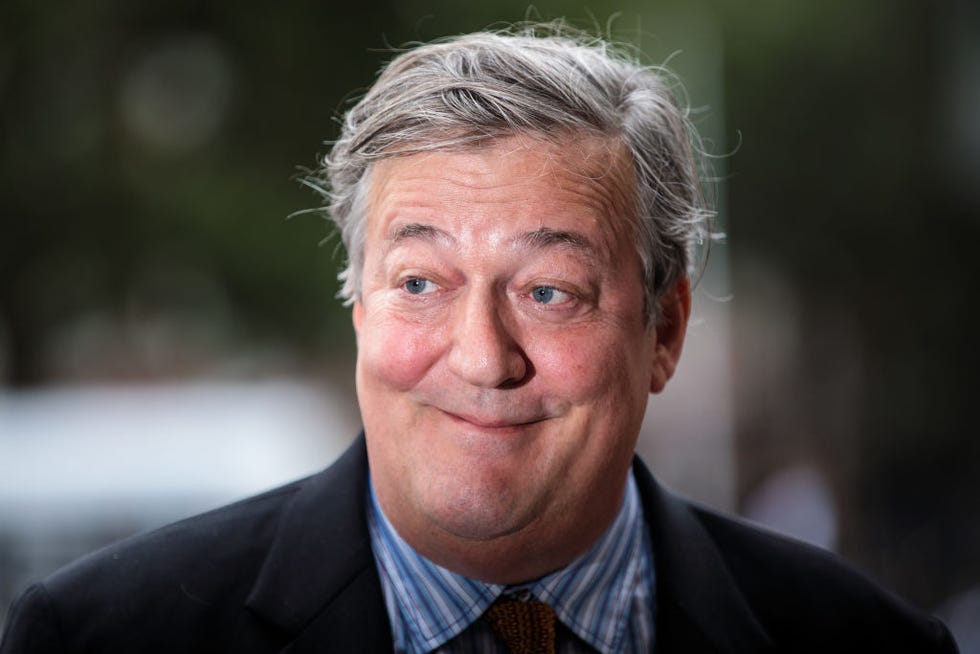 london, england september 11: british actor and comedian stephen fry arrives at westminster abbey for a memorial service for theatre great sir peter hall obe on september 11, 2018 in london, england. sir peter hall was the former director of the national theatre and founder of the royal shakespeare company. he died on september 11, 2017 aged 86. (photo by jack taylor/getty images)