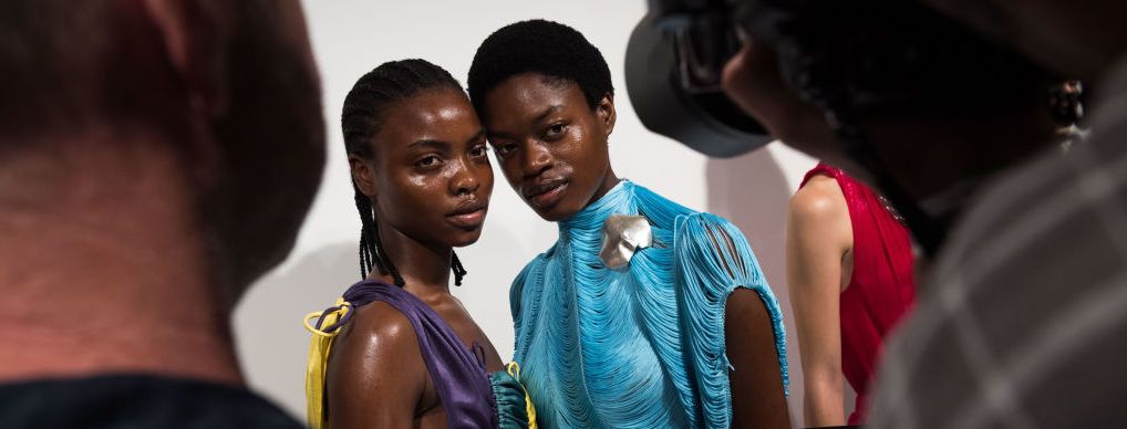 london, england   september 14  models backstage ahead of the richard malone show during london fashion week september 2018 at the bfc show space on september 14, 2018 in london, england  photo by ian gavanbfcgetty images for bfc