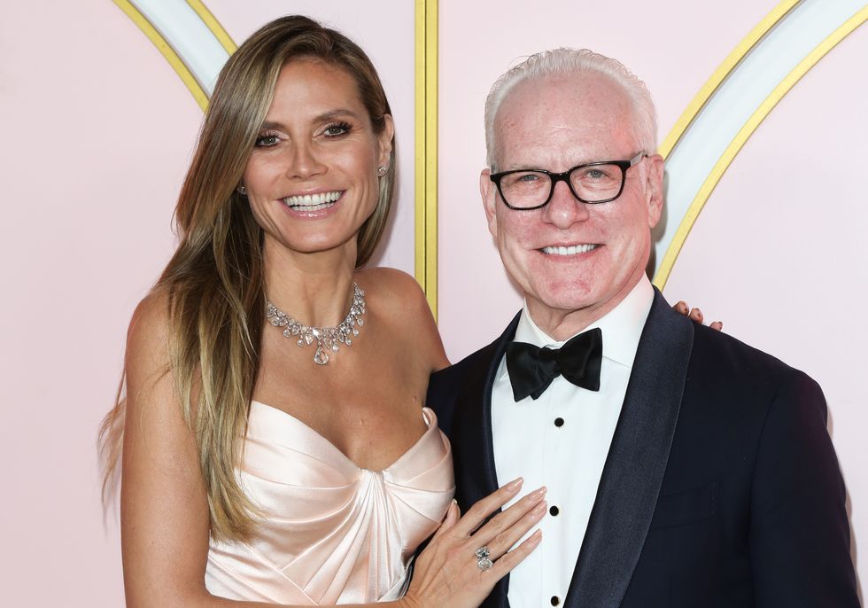 west hollywood, ca   september 17  tv personalities heidi klum l and tim gunn r attend the amazon prime video  post 2018 emmy awards party at cecconis on september 17, 2018 in west hollywood, california  photo by paul archuletafilmmagic