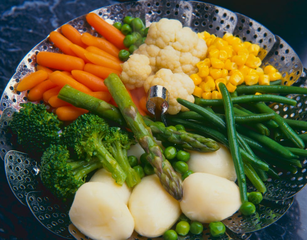 ways to use pickle juice steam vegetables assorted vegetables cooking in steamer basket