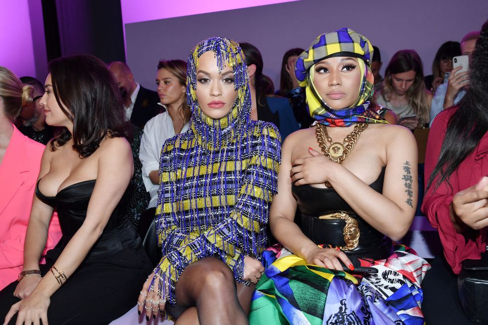 US rap singer Nicki Minaj attends the Versace fashion show during the  News Photo - Getty Images
