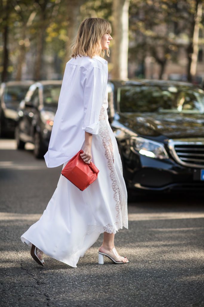 White, Street fashion, Clothing, Photograph, Dress, Fashion, Pink, Shoulder, Footwear, Joint, 