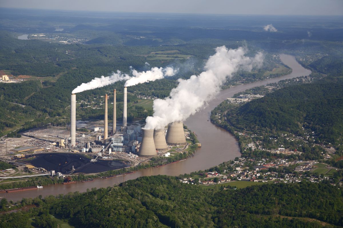 Aerial view of coal-fired power plant