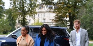 london, england   september 20 meghan, duchess of sussex c arrives with her mother doria ragland l and prince harry, duke of sussex to host an event to mark the launch of a cookbook with recipes from a group of women affected by the grenfell tower fire at kensington palace on september 20, 2018 in london, england photo by ben stansall   wpa poolgetty images
