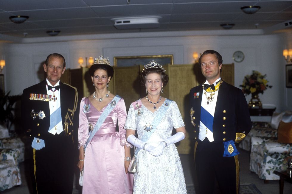 queen elizabeth ii, sweden, king carl xvl gustaf and queen silvia of sweden, prince philip, duke of edinburgh, 25th may 1983 photo by john shelley collectionavalongetty images