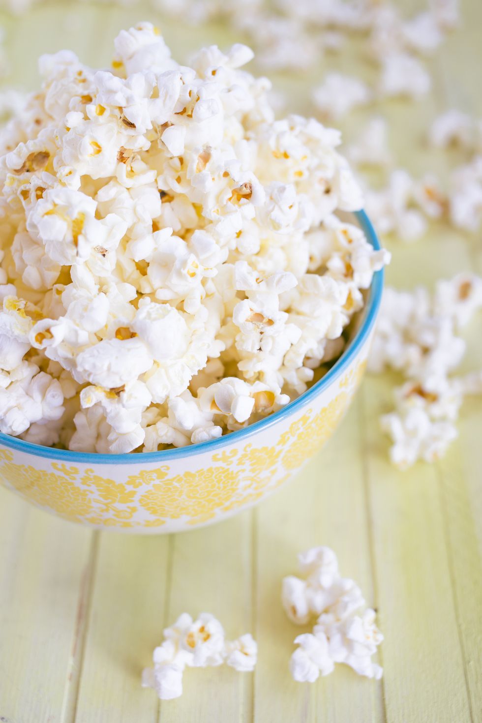 Close-up of a bowl of popcorn on a table