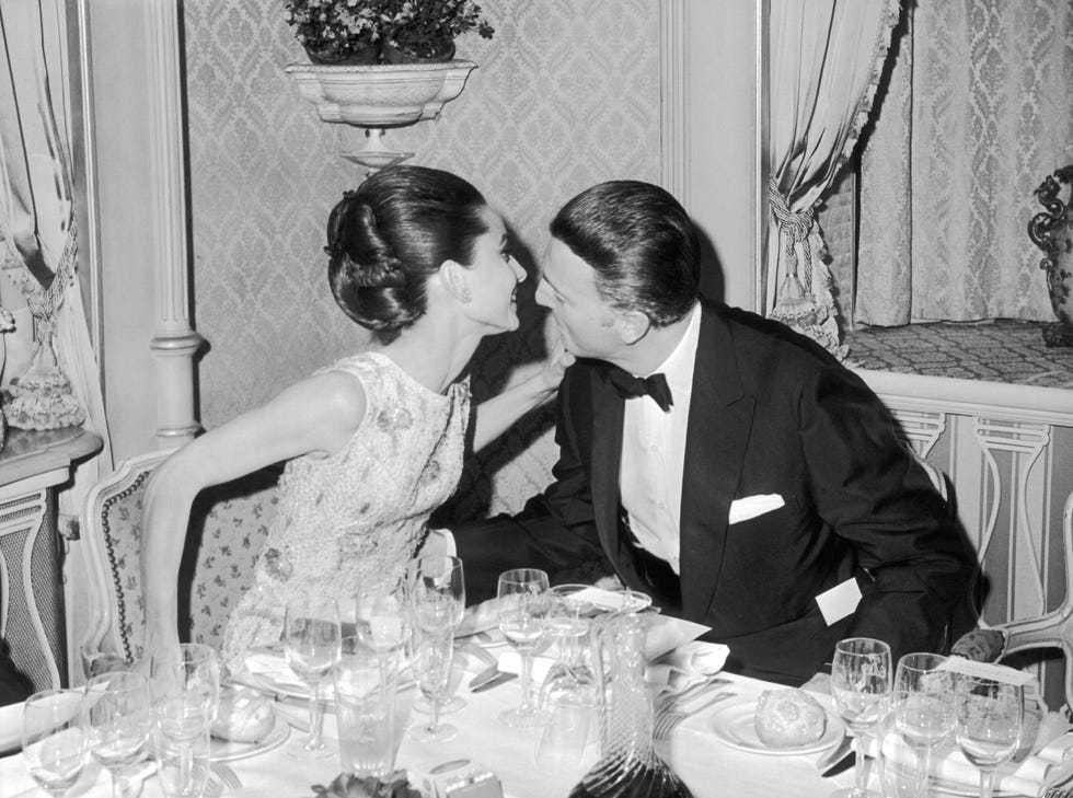 Hubert De Givency Kissing Audrey Hepburn In 1964
