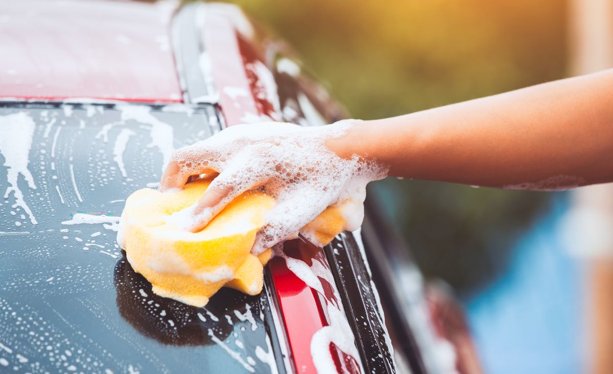 washing car with best car wash soap