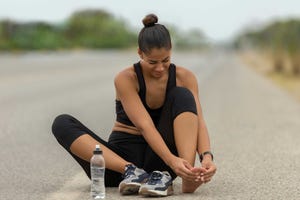 Mujer, lesionado,running