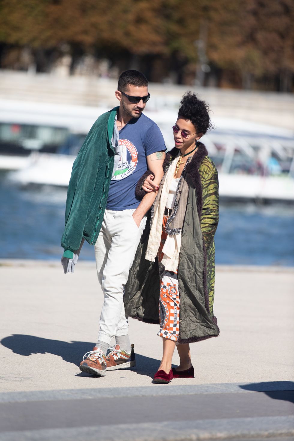 paris, france   september 30 shia labeouf and fka twigs are spotted on the seine river on september 30, 2018 in paris, france photo by melodie jenggc images