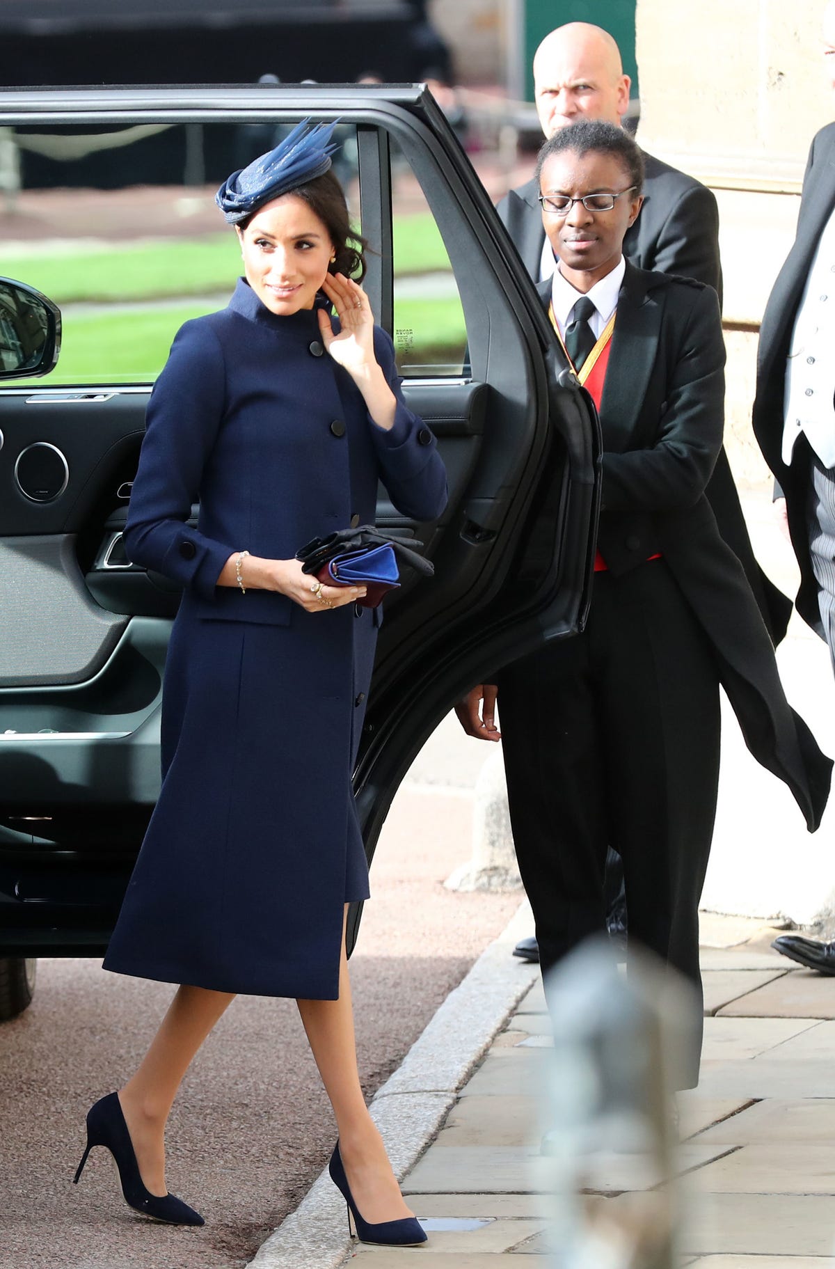 Meghan Markle Wears Navy Givenchy Dress To Princess Eugenie and Jack  Brooksbank's Royal Wedding