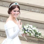windsor, england   october 12 princess eugenie of york arrives to be wed to mr jack brooksbank at st georges chapel on october 12, 2018 in windsor, england photo by andrew matthews   wpa poolgetty images