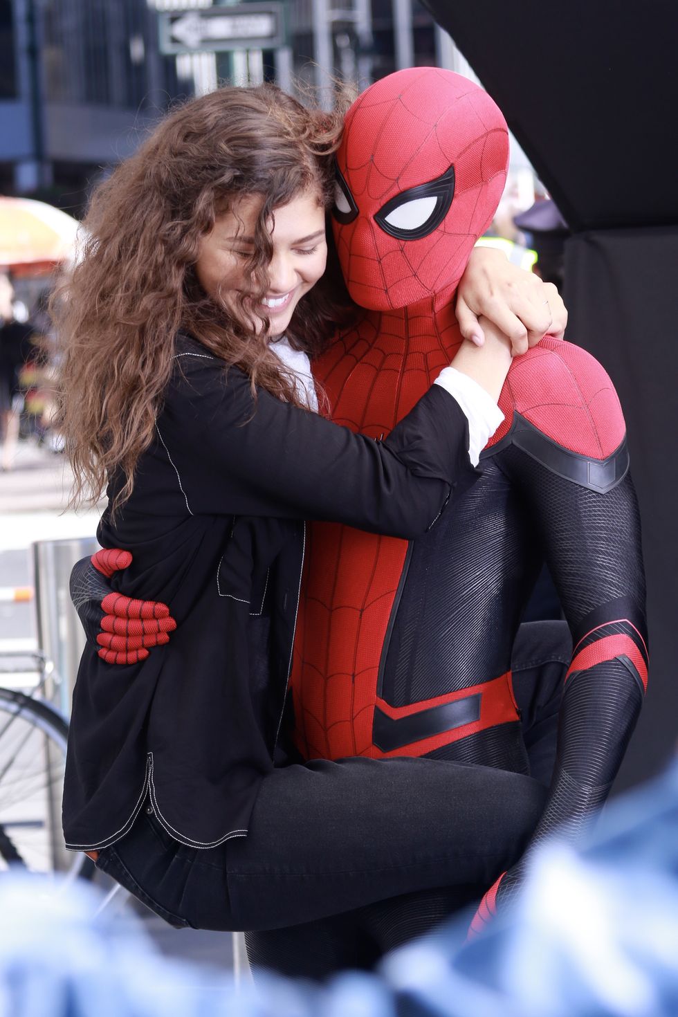 new york, ny   october 12 tom holland and zendaya are seen on october 12, 2018 in new york city  photo by mediapunchbauer griffingc images