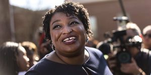 macon, georgia   former georgia house democratic leader and democratic nominee for georgia governor stacey abrams begins campaigning across the state on the first day of early voting outside the ebenezer missionary baptist church in macon, georgia monday october 15, 2018 photo by melina marathe washington post via getty images