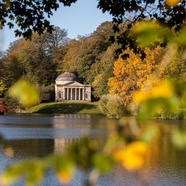 stourhead, england   october 22 the early morning sun shines on trees that are displaying their autumn colours surrounding the lakeside pantheon at the national trusts stourhead on october 22, 2018 in wiltshire, england  forecasters are warning that sub zero temperatures and artic winds will reach some parts of the uk by the end of this week, bringing to an end a stretch of mild autumn weather, which saw some areas in the south east enjoying temperatures hitting 20c 68f at the weekend  photo by matt cardygetty images