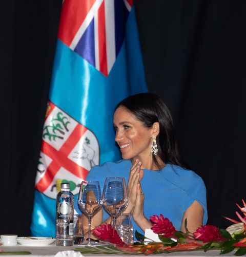 suva, fiji   october 23  meghan, duchess of sussex attends a state dinner hosted by the president of the south pacific nation jioji konrote at the grand pacific hotel on october 23, 2018 in suva, fiji the duke and duchess of sussex are on their official 16 day autumn tour visiting cities in australia, fiji, tonga and new zealand  photo by poolsamir husseinwireimage