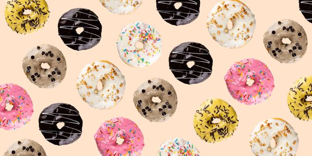 High Angle View Of Donuts On Beige Background