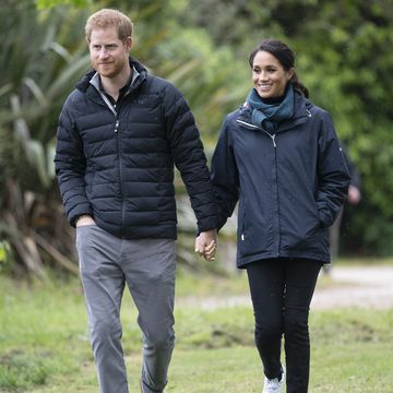 wellington, new zealand october 29 prince harry, duke of sussex and meghan, duchess of sussex visit abel tasman national park, which sits at the north eastern tip of the south island, to visit some of the conservation initiatives managed by the department of conservation on october 29, 2018 in wellington, new zealand they arrived by military helicopters where they were greeted by kaumatua, had lunch, and walked with takaka department of conservation area manager andrew lamason along the golden sand beach the days events where cut short due to bad weather the duke and duchess of sussex are on their official 16 day autumn tour visiting cities in australia, fiji, tonga and new zealand photo by paul edwards poolgetty images