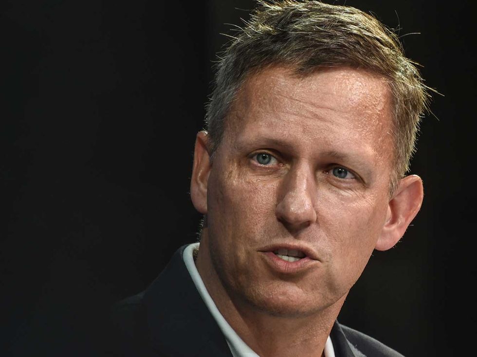 new york, ny   november 01 peter thiel, partner, founders fund, speaks at the new york times dealbook conference on november 1, 2018 in new york city photo by stephanie keithgetty images