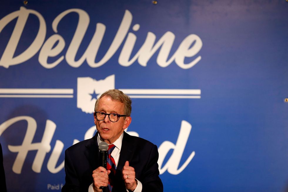 columbus, oh   november 02 republican gubernatorial candidate ohio attorney general mike dewine speaks to a group of supporters during a campaign event at the boat house at confluence park on november 2, 2018 in columbus, ohio dewine is running against former ohio attorney general and democratic gubernatorial candidate richard cordray for the governorship of ohio, currently held by republican and 2016 presidential candidate john kasich, who has reached his term limit photo by kirk irwingetty images