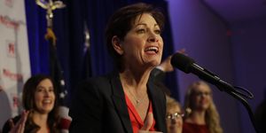 des moines, ia   november 06 incumbent republican candidate for iowa's governor kim reynolds speaks as she celebrates her re election during iowa's gop election night on november 6, 2018 in des moines, iowa reynolds defeated her challenger democratic candidate fred hubbell in tuesday's midterm election photo by joshua lottgetty images