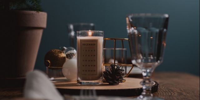 Christmas advent candle light and table setting
