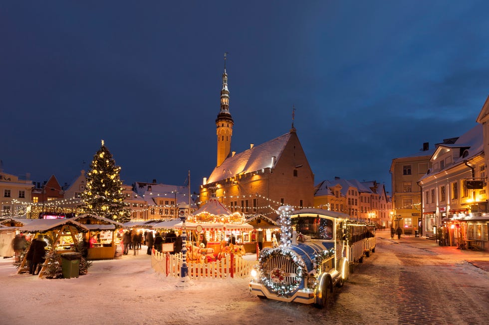 Christmas Market in Tallinn Town Hall Square.