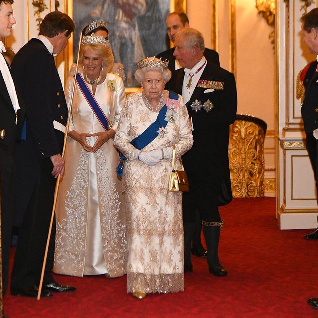Queen Elizabeth Wears a White and Gold Dress to 2018 Diplomatic Reception