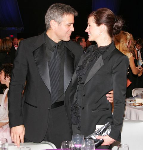 george clooney and julia roberts during 11th annual critics choice awards   backstage and audience at santa monica civic auditorium in santa monica, california, united states exclusive photo by chris polkfilmmagic